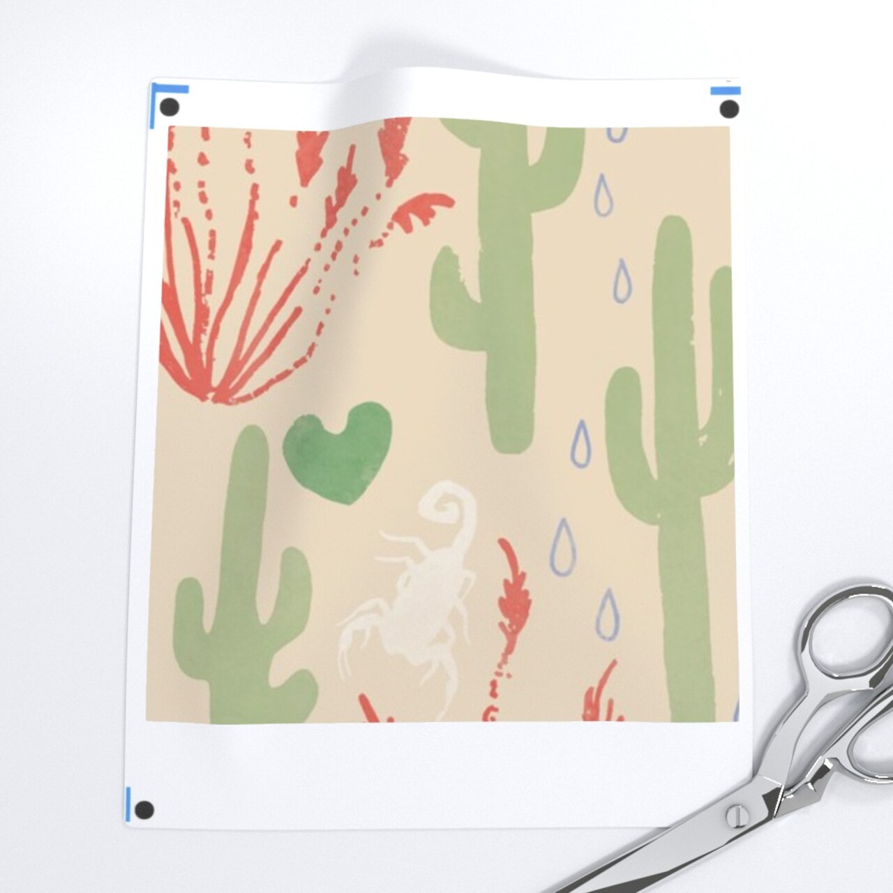 Neutral Southwest Muted Sun Cactus Cacti Lizard Scorpion Deserts Saguaro Custom Printed Fabric by Spoonflower Various Fabrics by the Yard or Fat Quarter